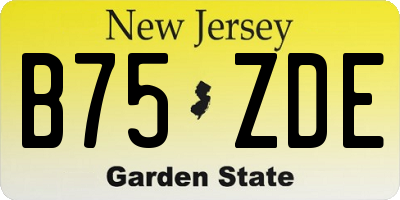 NJ license plate B75ZDE