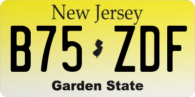 NJ license plate B75ZDF