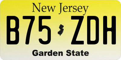 NJ license plate B75ZDH