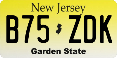 NJ license plate B75ZDK