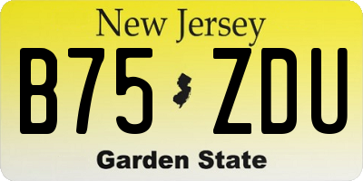 NJ license plate B75ZDU