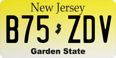NJ license plate B75ZDV