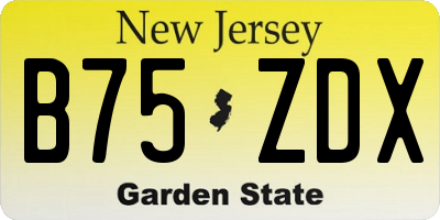 NJ license plate B75ZDX