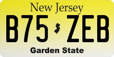 NJ license plate B75ZEB