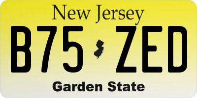 NJ license plate B75ZED
