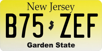 NJ license plate B75ZEF