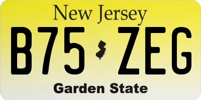 NJ license plate B75ZEG