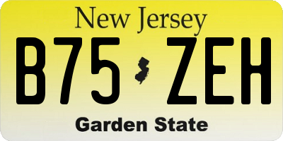 NJ license plate B75ZEH
