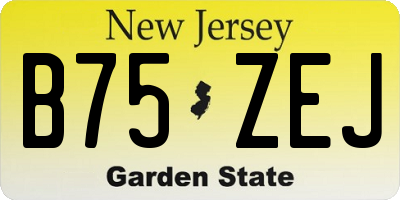 NJ license plate B75ZEJ