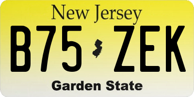 NJ license plate B75ZEK