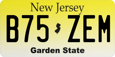 NJ license plate B75ZEM
