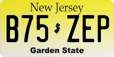 NJ license plate B75ZEP