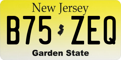 NJ license plate B75ZEQ