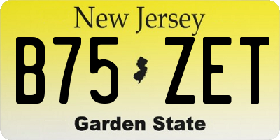 NJ license plate B75ZET