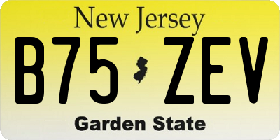 NJ license plate B75ZEV