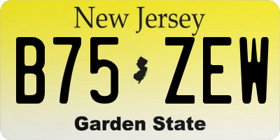 NJ license plate B75ZEW