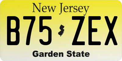 NJ license plate B75ZEX