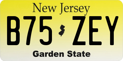 NJ license plate B75ZEY