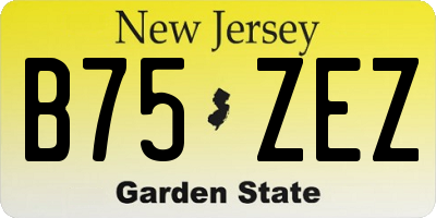 NJ license plate B75ZEZ