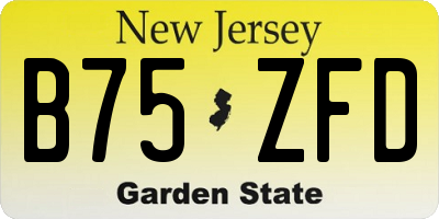 NJ license plate B75ZFD