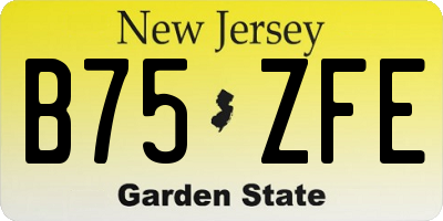 NJ license plate B75ZFE