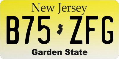 NJ license plate B75ZFG