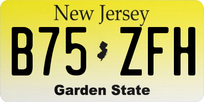 NJ license plate B75ZFH