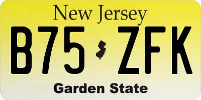 NJ license plate B75ZFK