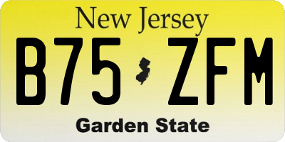 NJ license plate B75ZFM