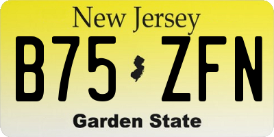 NJ license plate B75ZFN