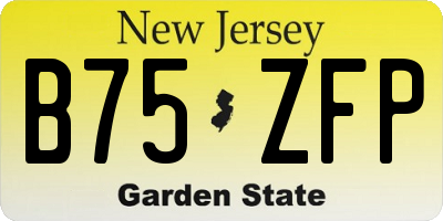 NJ license plate B75ZFP