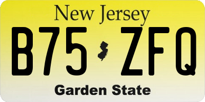 NJ license plate B75ZFQ