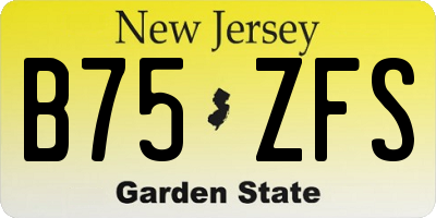 NJ license plate B75ZFS