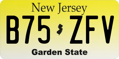 NJ license plate B75ZFV