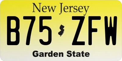 NJ license plate B75ZFW