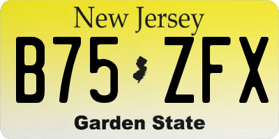 NJ license plate B75ZFX