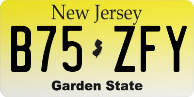 NJ license plate B75ZFY
