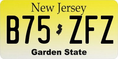 NJ license plate B75ZFZ
