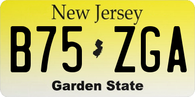 NJ license plate B75ZGA
