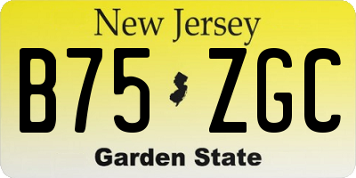 NJ license plate B75ZGC