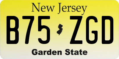NJ license plate B75ZGD