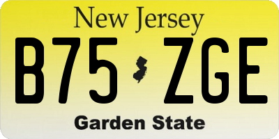 NJ license plate B75ZGE