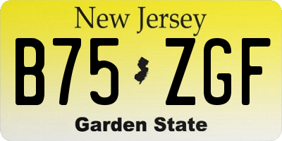 NJ license plate B75ZGF