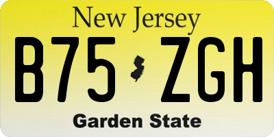 NJ license plate B75ZGH