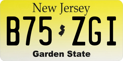 NJ license plate B75ZGI