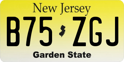 NJ license plate B75ZGJ