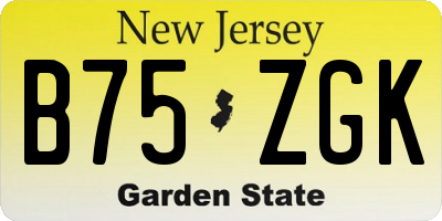 NJ license plate B75ZGK