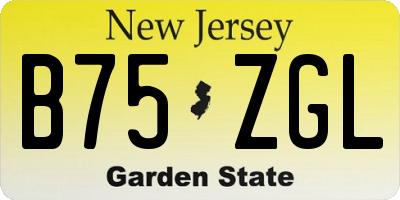 NJ license plate B75ZGL