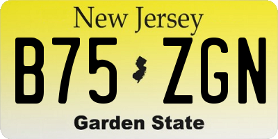 NJ license plate B75ZGN