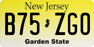 NJ license plate B75ZGO